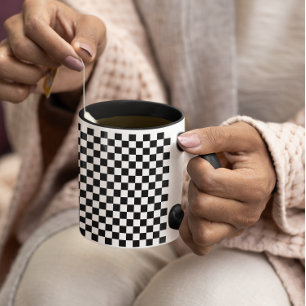 Mug Petit motif à carreaux noir et blanc