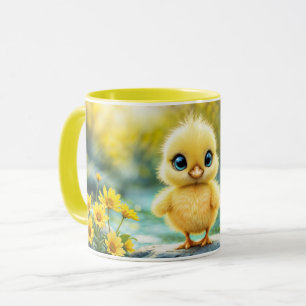 Mug Petit oiseau doux prés jaune fleurs