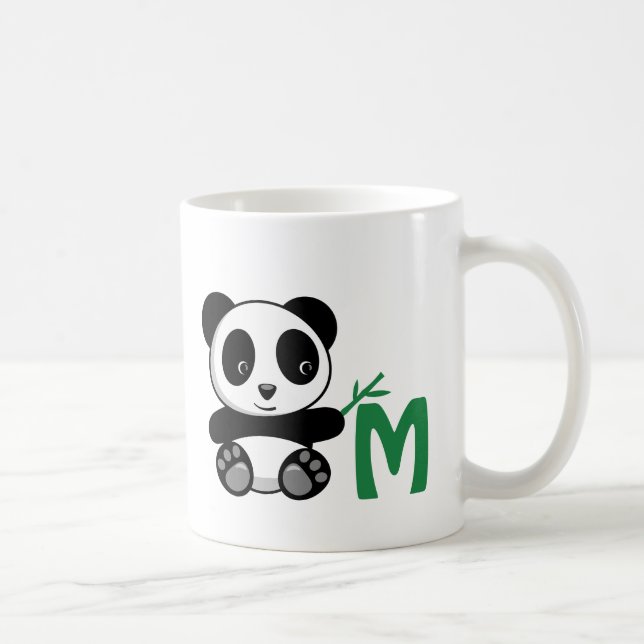 Mug Petit panda mignon avec Monogramme à bâtonnet de b (Droite)