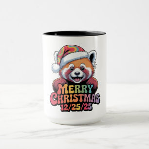 Mug Petit panda roux Joyeux Noël 12/25/25