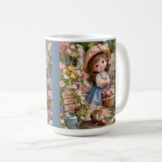 Mug Petite fille et son jardin de fleurs