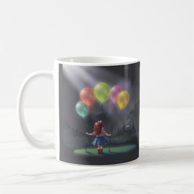 Mug Petite fille mignonne avec des ballons (Gauche)