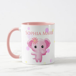 Mug Petite fille rose adorable Eléphant