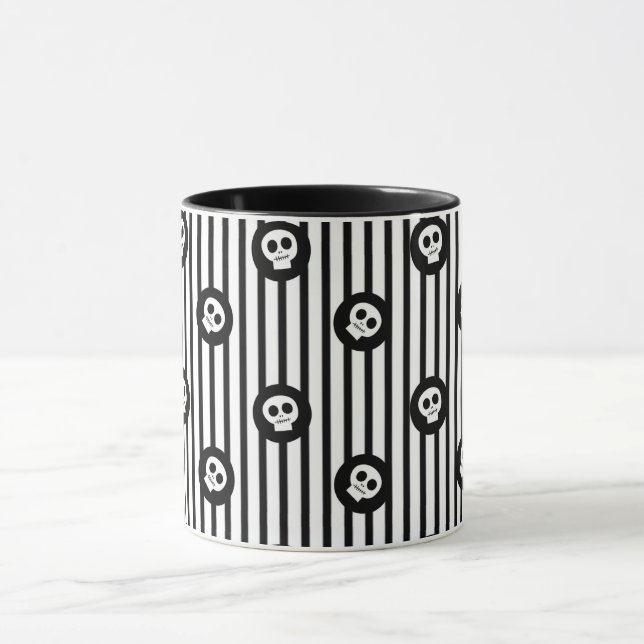 Mug Petits crânes Whimsical Crâne noir et blanc (Centre)