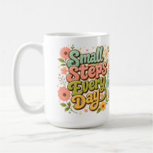 Petits Pas Chaque Jour Floral Retro Motivationnel