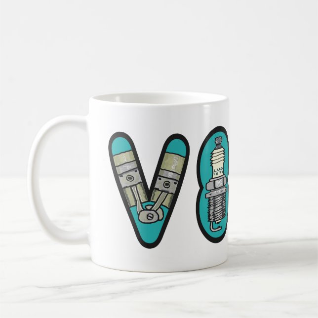 Mug Pétrolhead V8 Voiture passionné (Gauche)