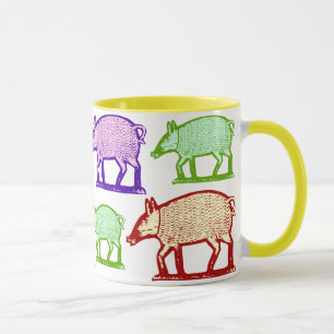 Mug Peu porcin est allé lancer le porc coloré d'art