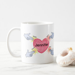 Mug Pew pew handgun Personnalisé Nom mignon Je t'aime 