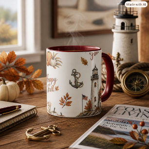 Mug Phare de la saison automnale Thème nautique côtier