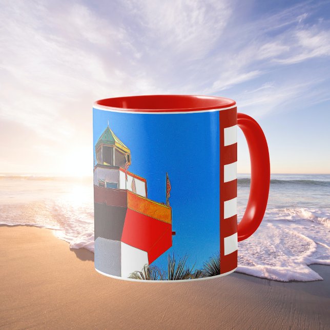 Mug Phare de la ville de Hilton Head Harbor à rayures  (Créateur téléchargé)