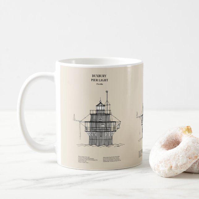 Mug Phare lumineux de Duxbury Pier - Massachusetts - S (Avec donut)