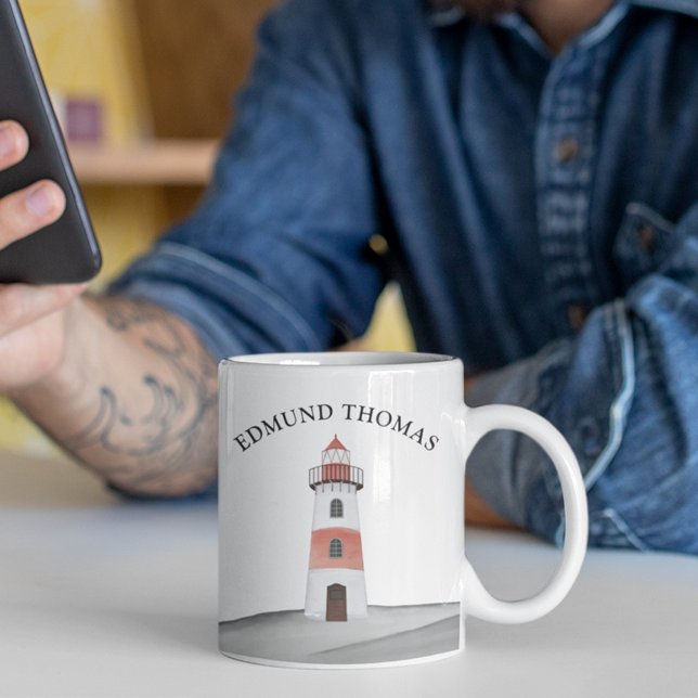 Mug Phare minimaliste moderne Nautique Élégant (Créateur téléchargé)