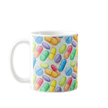 Pharmacien Brosse Aquarelle Pills Rouge Bleu