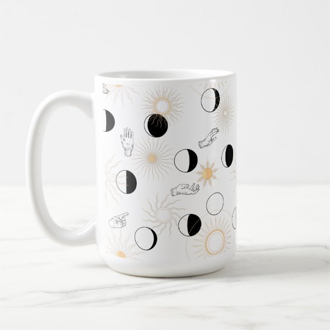 Mug Phases de la lune soleils signaux main nuages rétr (Gauche)