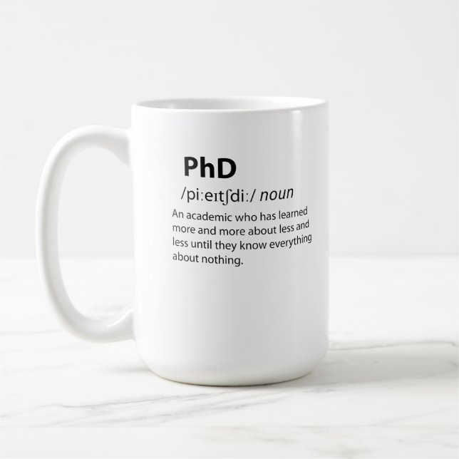 Mug PhD Drôle Dictionnaire Définition (Gauche)
