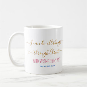 Mug Philipiens 4 : 13 Nouveau Testament Citation chrét