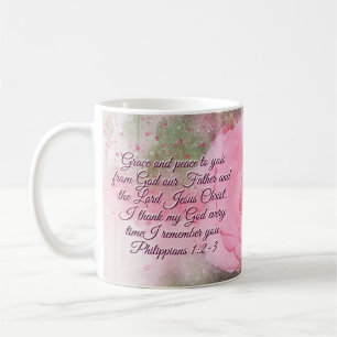 Mug Philippiens 1:2-3 Grace et Paix pour vous Rose ros