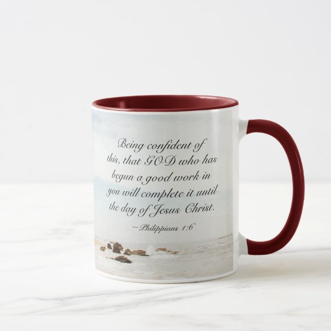 Mug Philippiens 1:6 DIEU qui a commencé un bon travail (Droite)