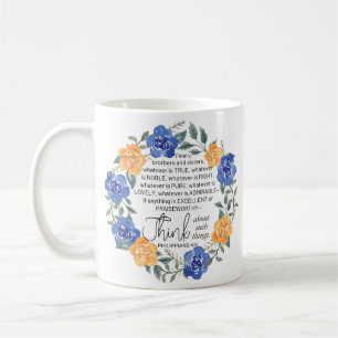 Mug Philippiens 4:8, ce qui est noble, couronne floral