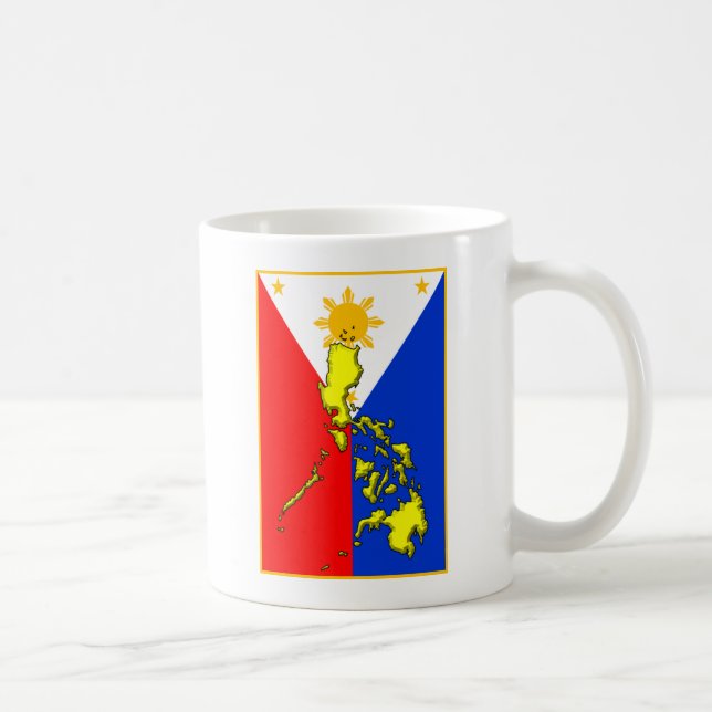 Mug Philippines : Une carte du drapeau jaune sur la bl (Droite)