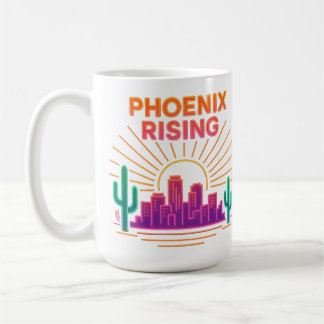 Mug Phoenix Rising Ville Néon – Synthwave Rétro Désert