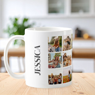 Mug Photo 15 moderne Collage Nom du monogramme
