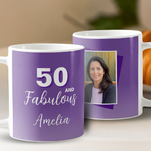 Mug Photo 50 ans Violet 50 et Fabuleux Anniversaire