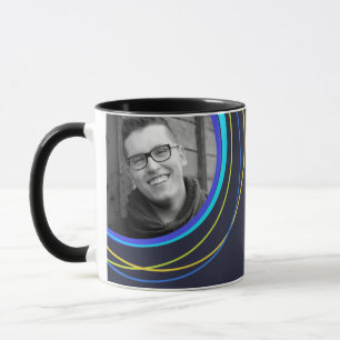 Mug photo à motif circulaire funky de la marine
