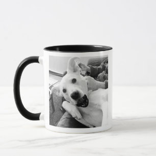 Mug Photo amusante de chien Meilleur papa et Ami B & W