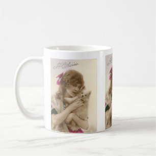 Mug Photo antique Victorian Woman and Dog