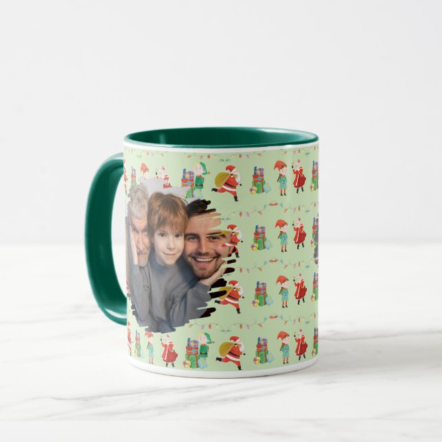 Mug photo cadeau de vacances, Père Noël Elf Christ (Devant gauche)