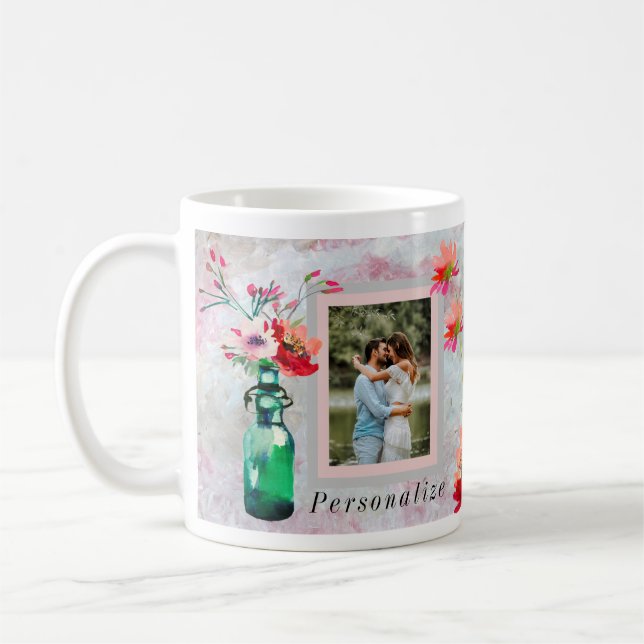 MUG PHOTO CADRE ÉLÉGANTE FLORALE  (Gauche)