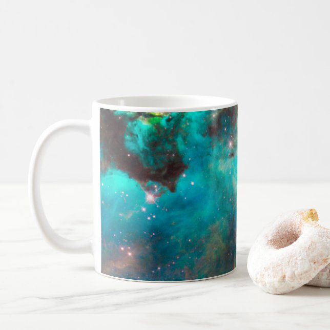 Mug Photo céleste du cluster Aqua Green Star (Avec donut)