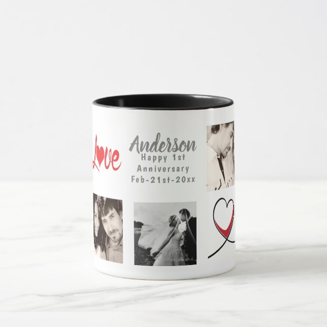 Mug PHOTO COLLAGE 1er 5e 15e anniversaire Moderne (Centre)