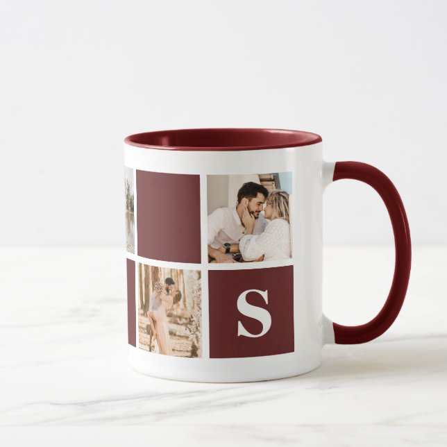 Mug Photo Collage de photos en rouge et blanc personna (Droite)