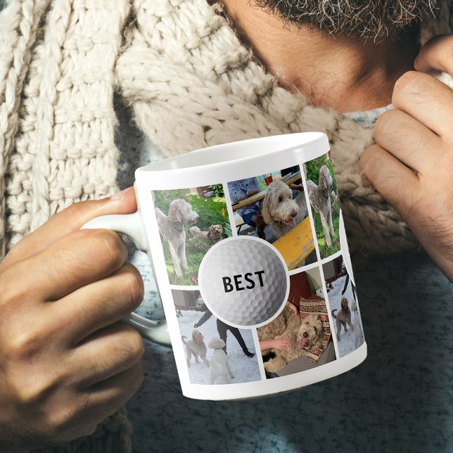 Mug Photo Collage Golf Ball Meilleur Papa Jamais (Créateur téléchargé)