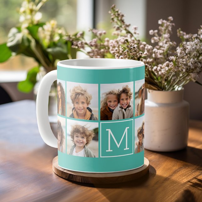 Mug Photo Collage Instagram tendance Monogramme person (Personalized mug with photos)