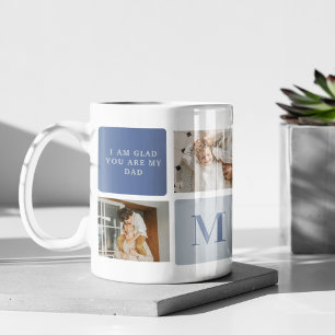 Mug Photo Collage moderne & Bleu Happy Fête des pères 