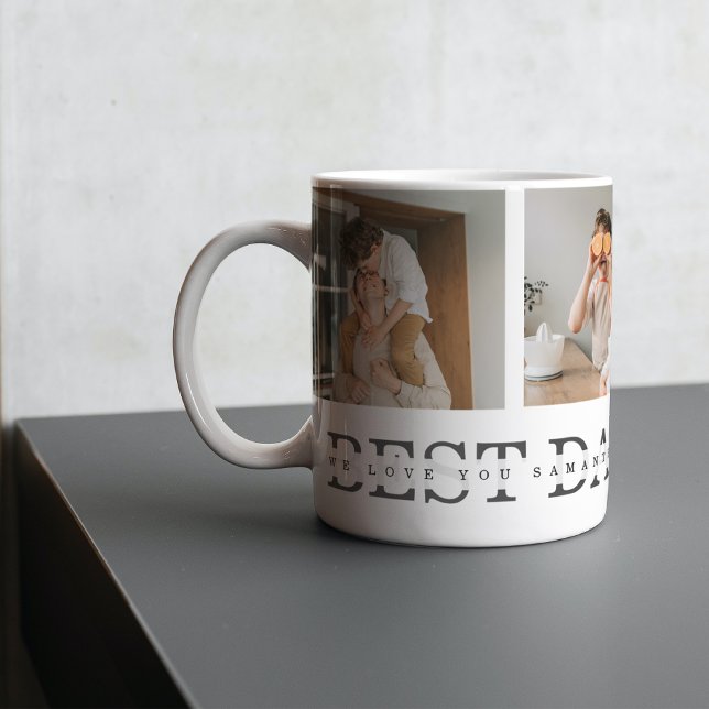 Mug Photo Collage moderne & Gris Meilleur Papa Jamais  (Créateur téléchargé)