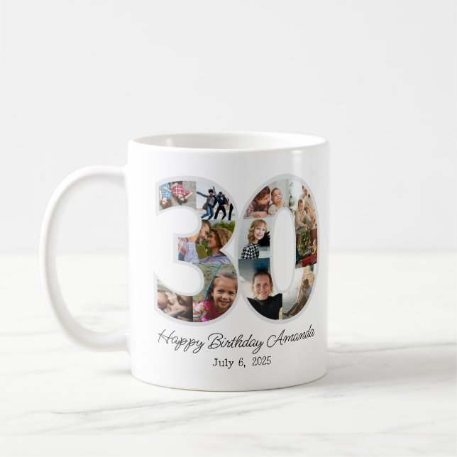 Mug Photo Collage Number 30 - 30th Birthday (Gauche)