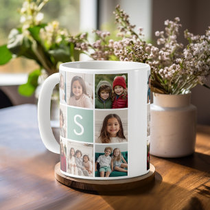 Mug Photo Collage personnalisé Monogramme Mention ver