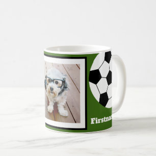 Mug Photo de balle de football Ajouter votre nom - Peu