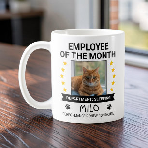 Mug Photo de chat drôle employé du mois humour de bure