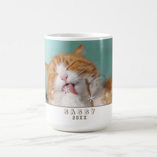 Mug Photo de chat Feu de neige Pet Photo de vacances (Centre)