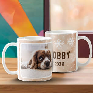 Mug Photo de chien Nom de l'animal Flocon de neige Aqu