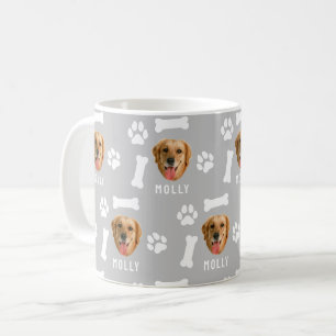 Mug Photo de chien personnalisé & nom Gris