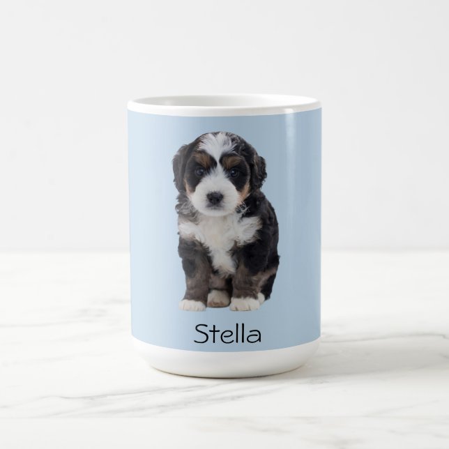 Mug Photo de chien personnalisée - Bleu en poudre avec (Centre)