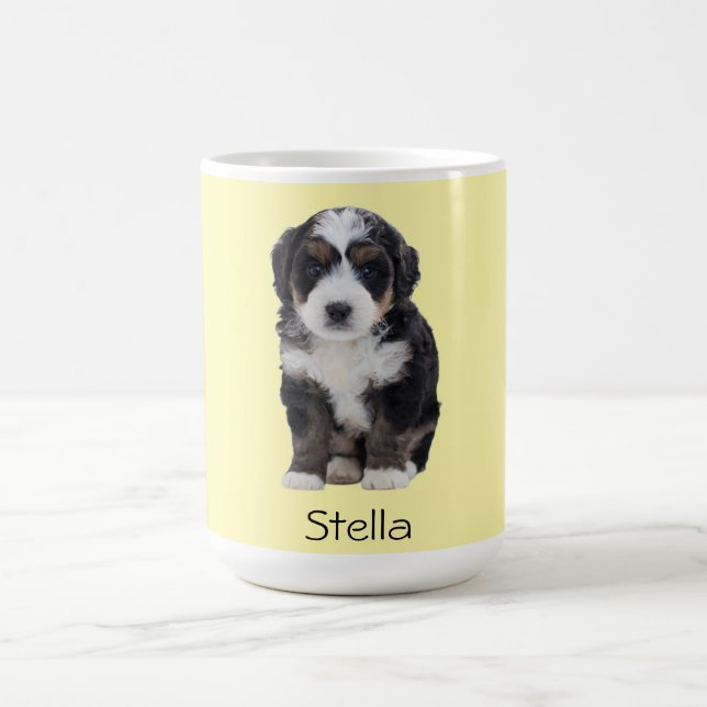 Mug Photo de chien personnalisée - Pastel Jaune avec n (Centre)