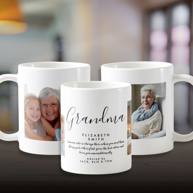 Mug Photo de citation avec écriture élégante pour gran (Grandma Elegant Script Quote Photo Coffee Mug)
