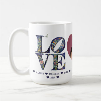 Mug PHOTO DE COEUR D'AMOUR Florale Élégante